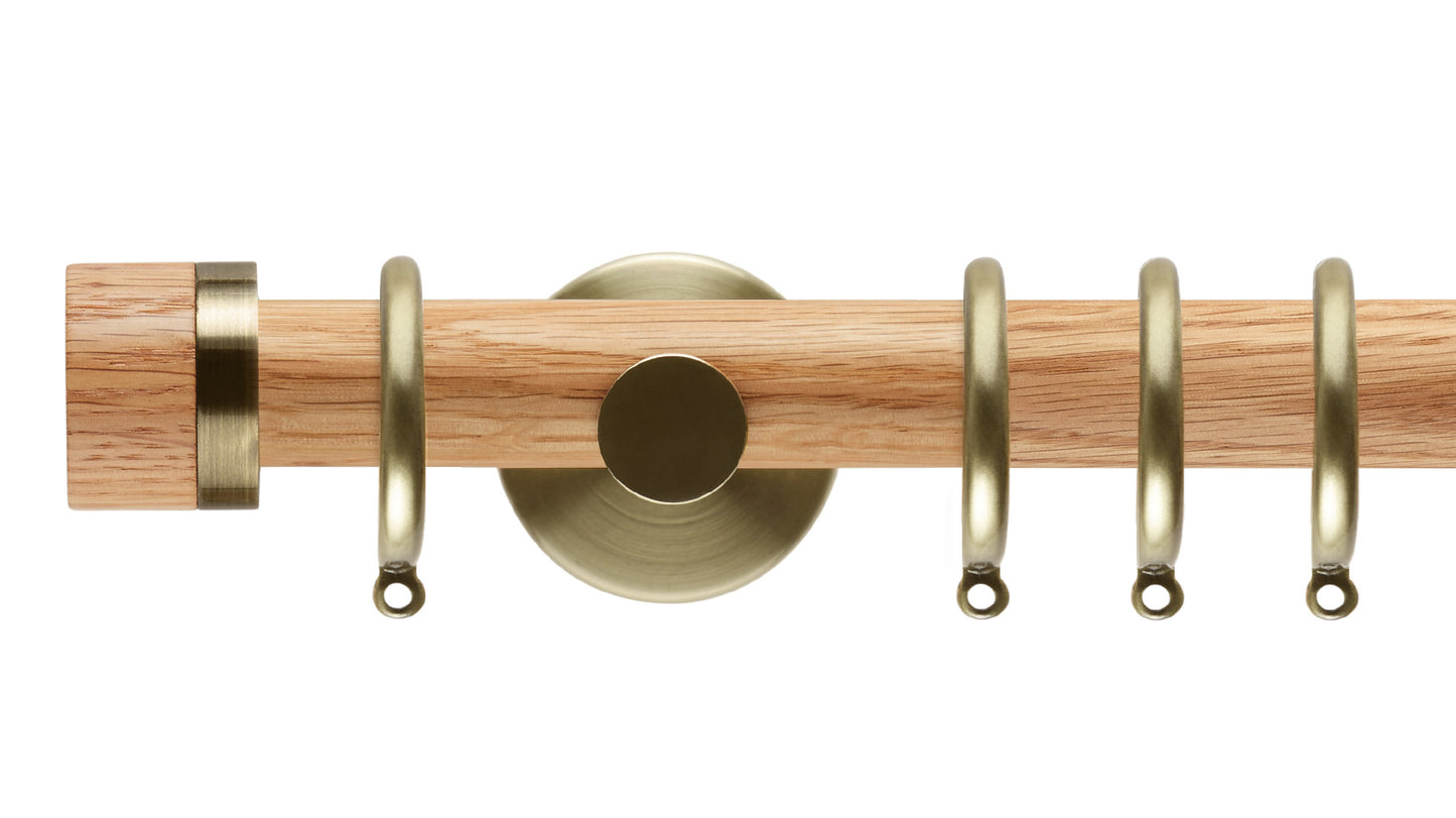 Rolls Neo Oak Stud 35mm Wooden Curtain Pole - Fendow