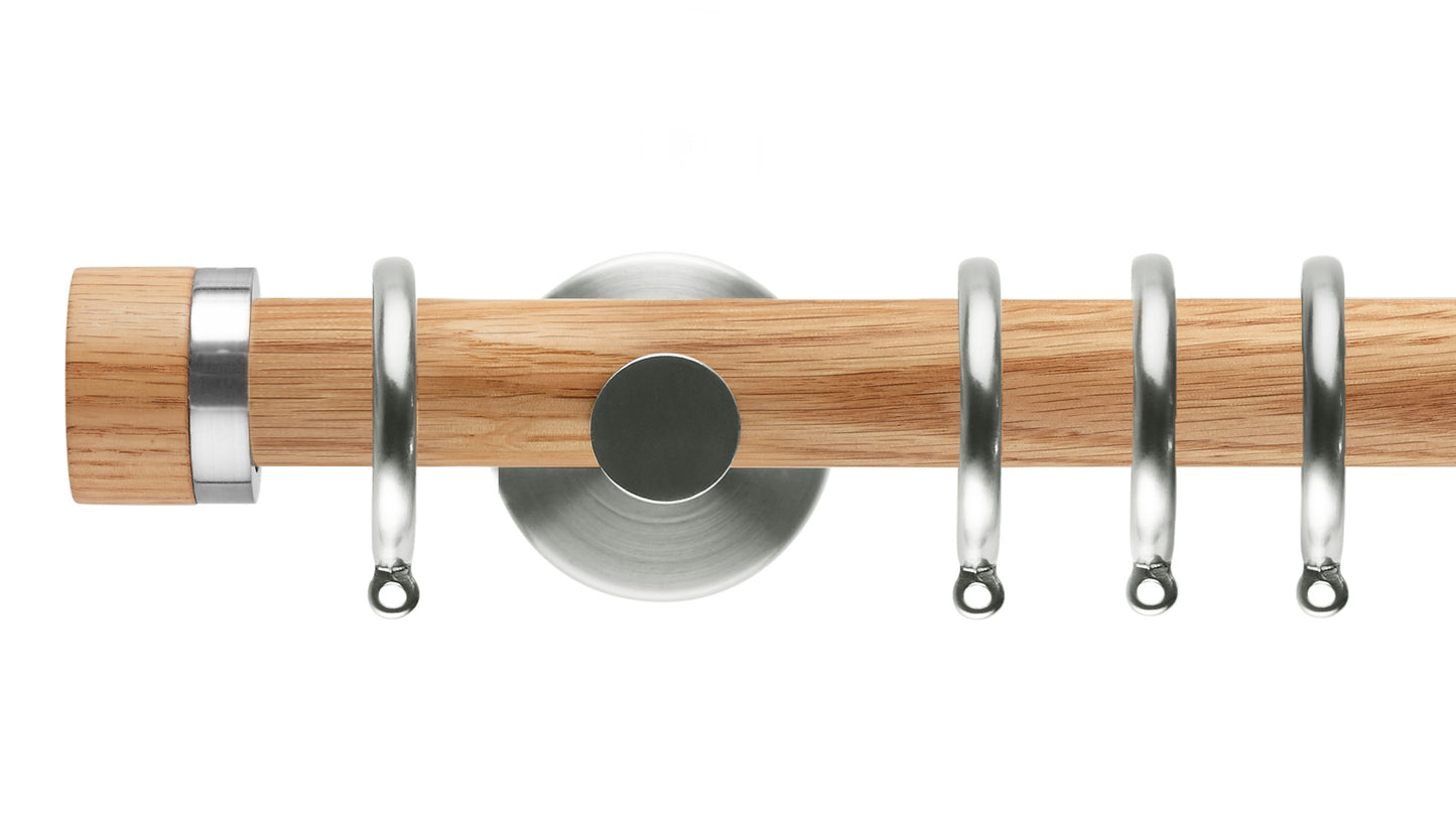 Rolls Neo Oak Stud 35mm Wooden Curtain Pole - Fendow