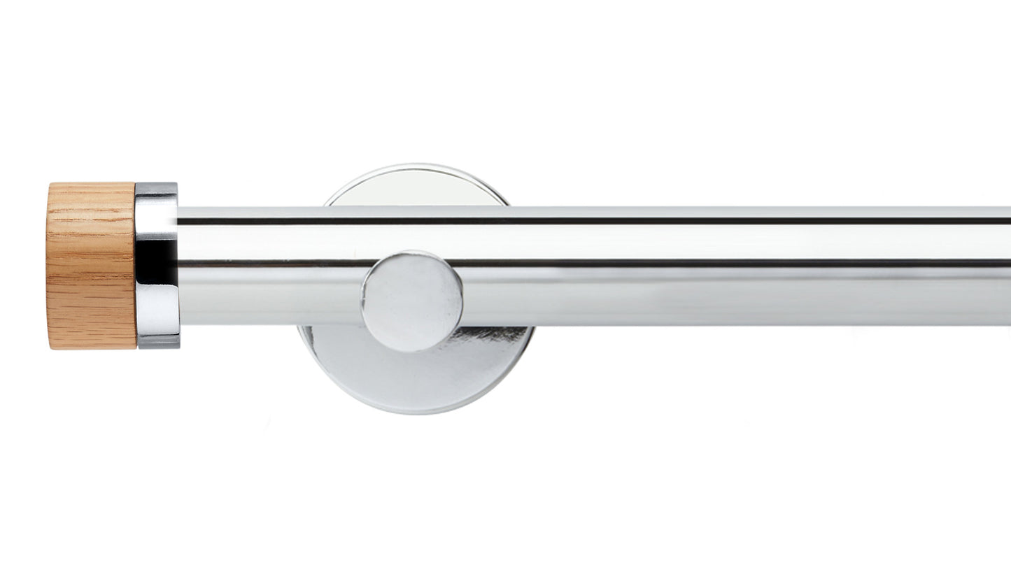 Rolls Neo Oak Stud 35mm Metal Curtain Pole - Fendow