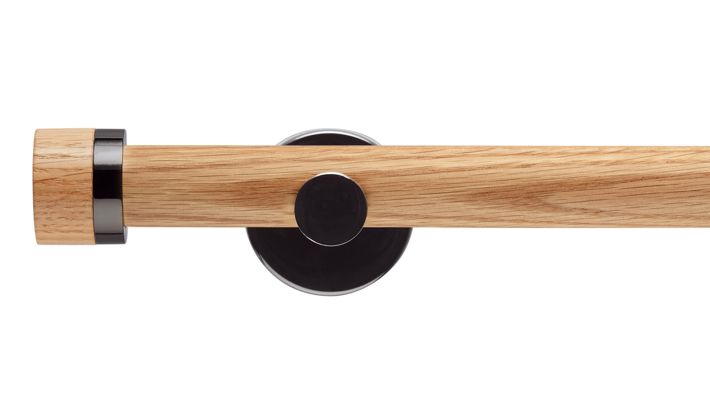 Rolls Neo Oak Stud 35mm Wooden Curtain Pole - Fendow