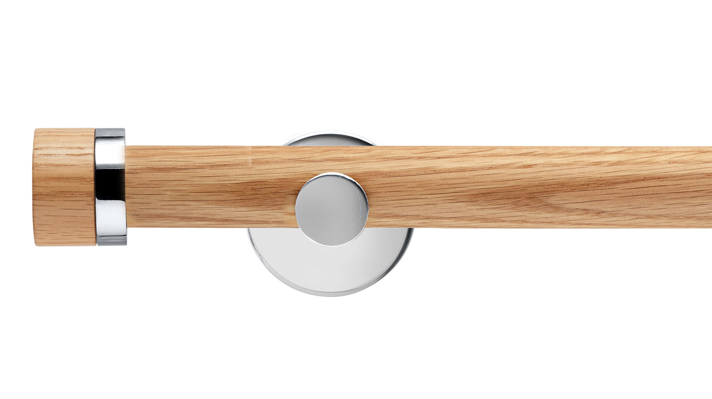 Rolls Neo Oak Stud 35mm Wooden Curtain Pole - Fendow