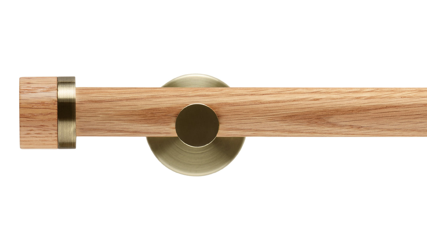 Rolls Neo Oak Stud 35mm Wooden Curtain Pole - Fendow