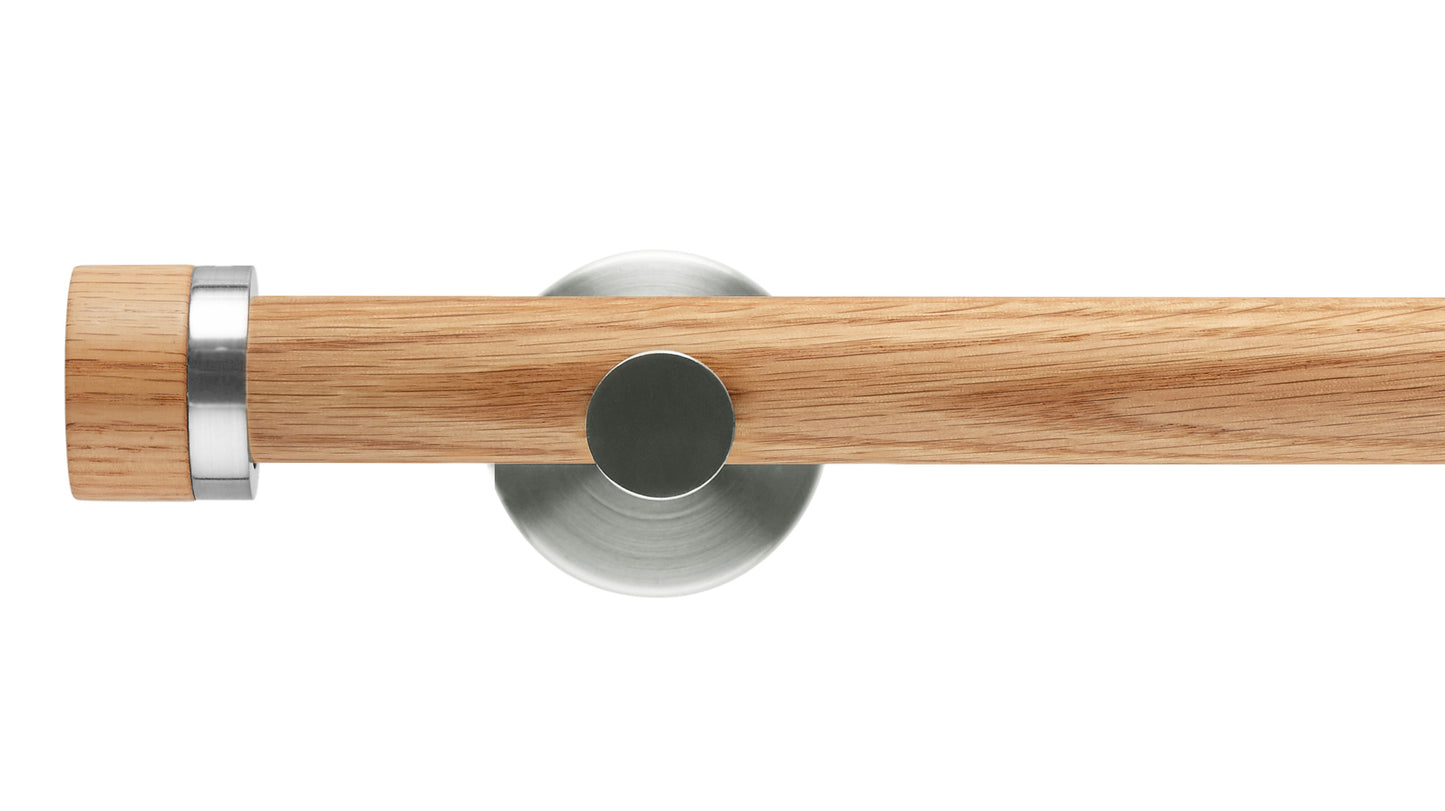 Rolls Neo Oak Stud 35mm Wooden Curtain Pole - Fendow