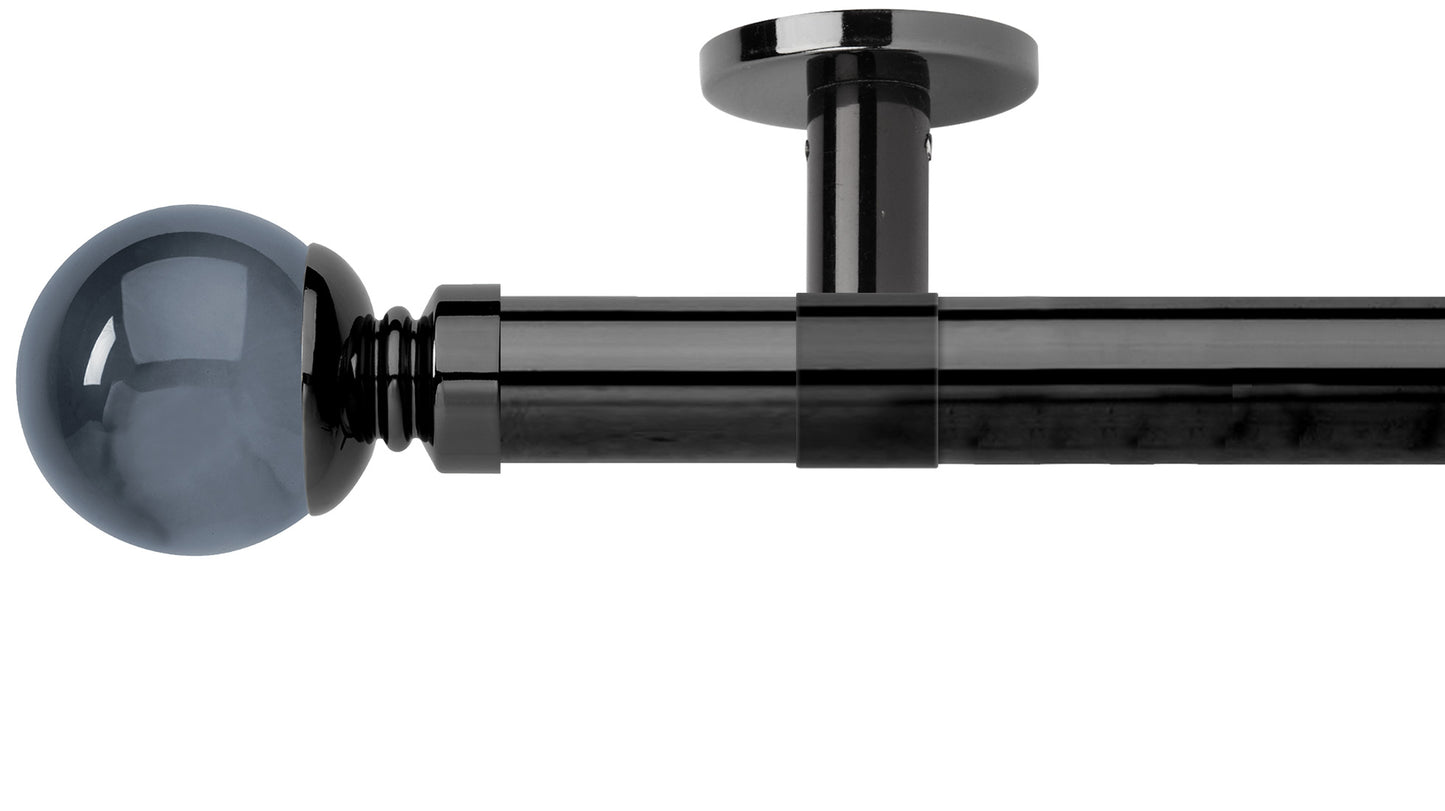 Rolls Neo Smoke Grey Ball 35mm Metal Curtain Pole - Fendow