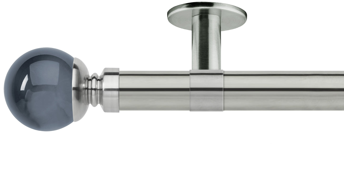 Rolls Neo Smoke Grey Ball 35mm Metal Curtain Pole - Fendow