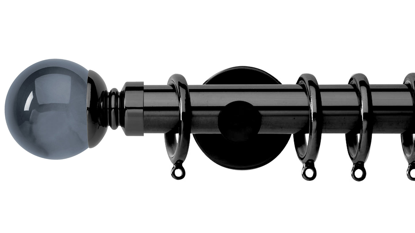 Rolls Neo Smoke Grey Ball 35mm Metal Curtain Pole - Fendow