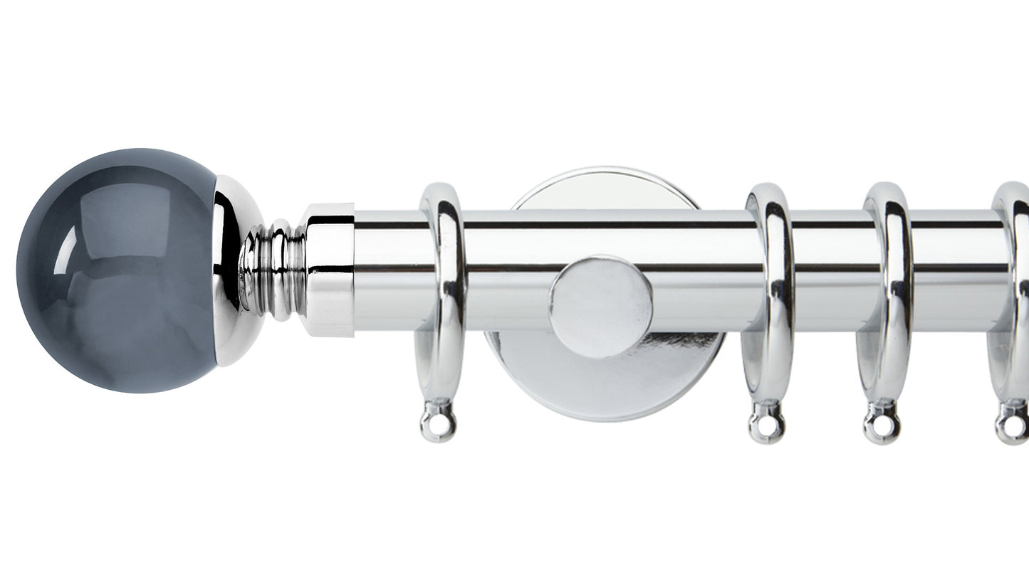 Rolls Neo Smoke Grey Ball 35mm Metal Curtain Pole - Fendow