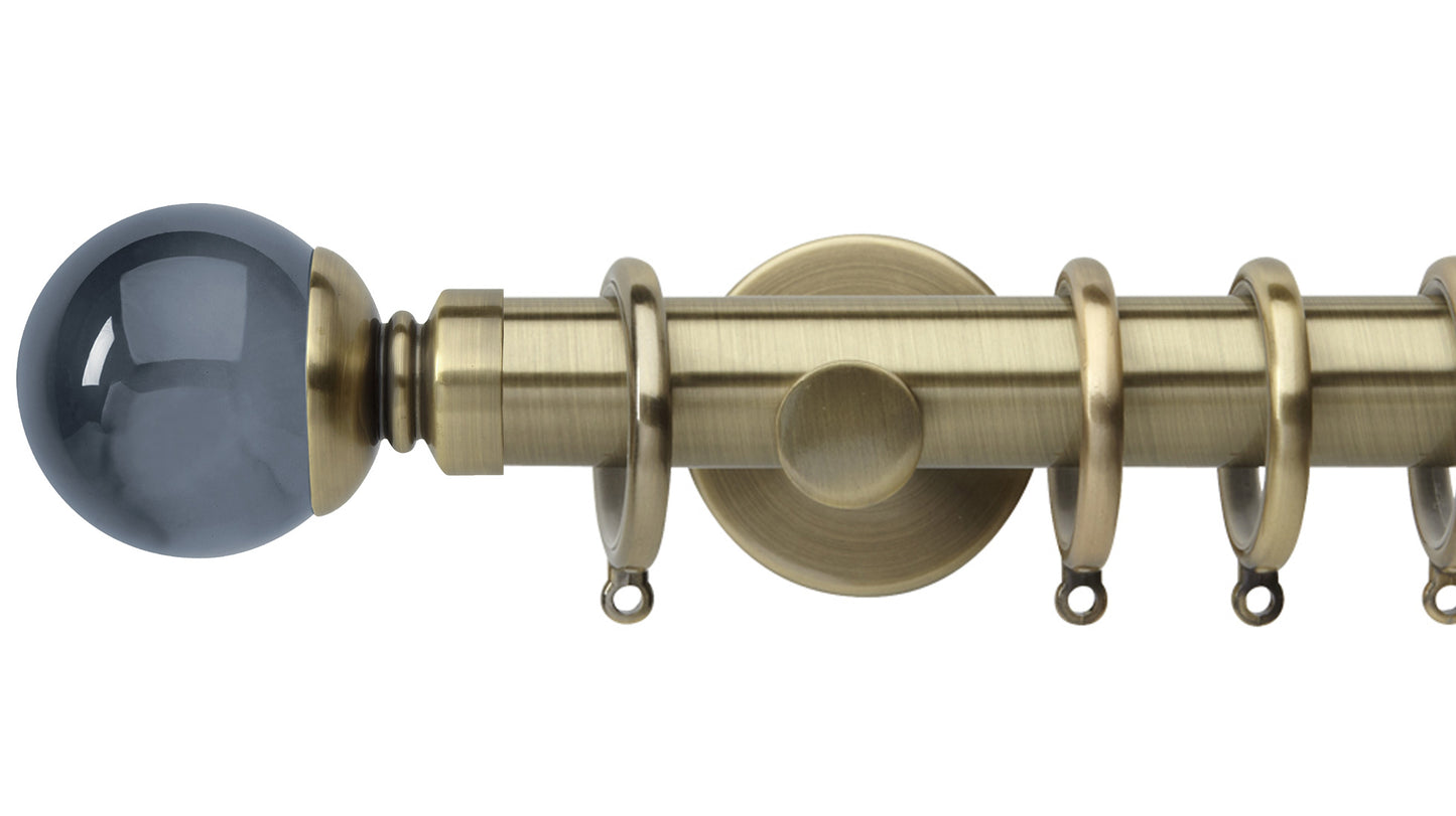 Rolls Neo Smoke Grey Ball 35mm Metal Curtain Pole - Fendow