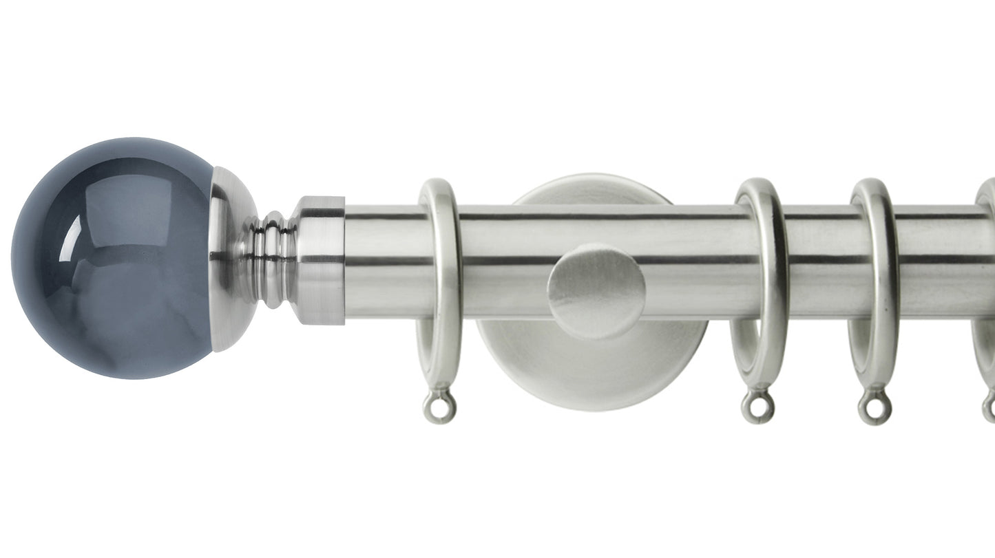 Rolls Neo Smoke Grey Ball 35mm Metal Curtain Pole - Fendow