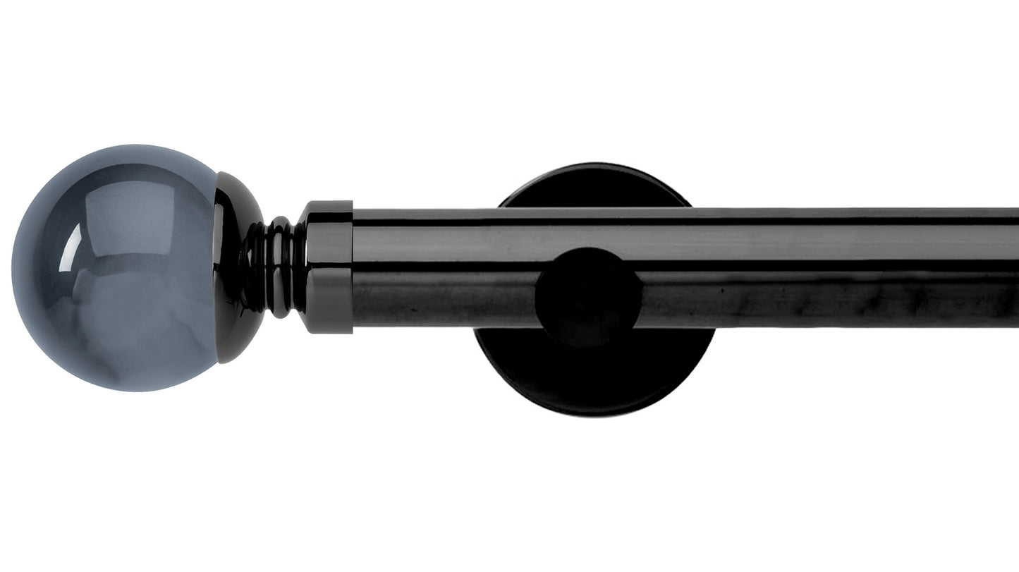 Rolls Neo Smoke Grey Ball 35mm Metal Curtain Pole - Fendow