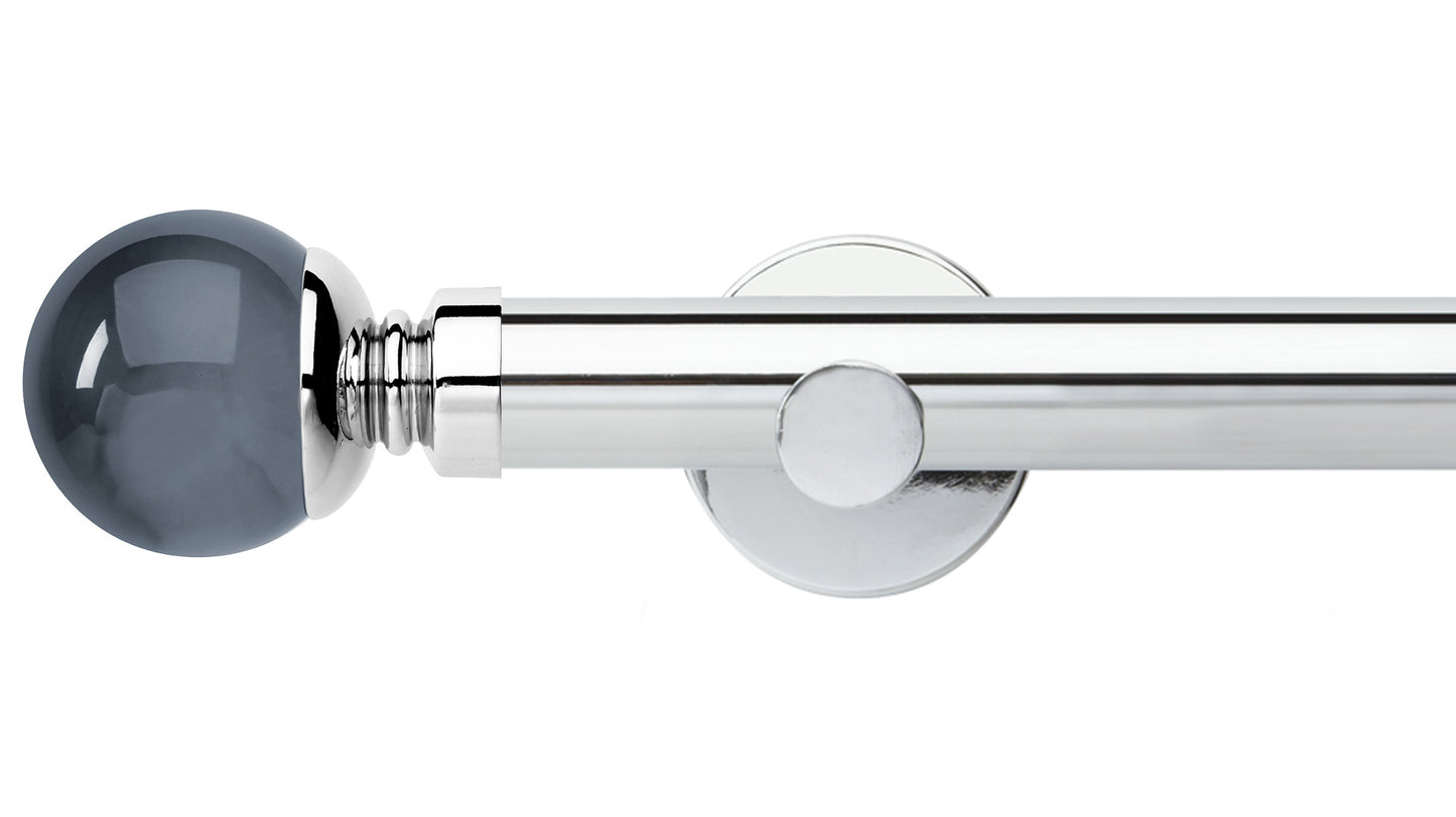 Rolls Neo Smoke Grey Ball 35mm Metal Curtain Pole - Fendow