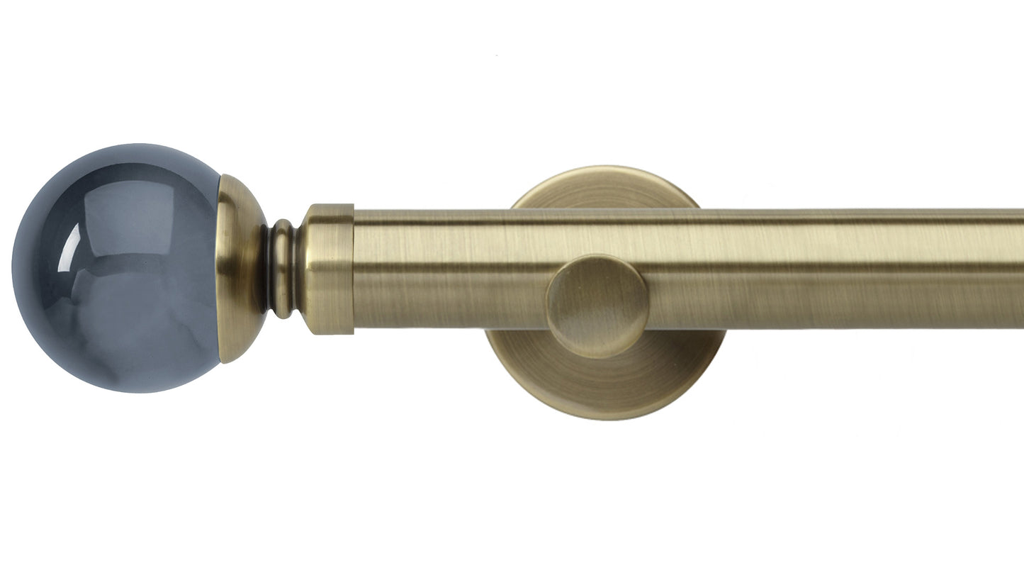 Rolls Neo Smoke Grey Ball 35mm Metal Curtain Pole - Fendow