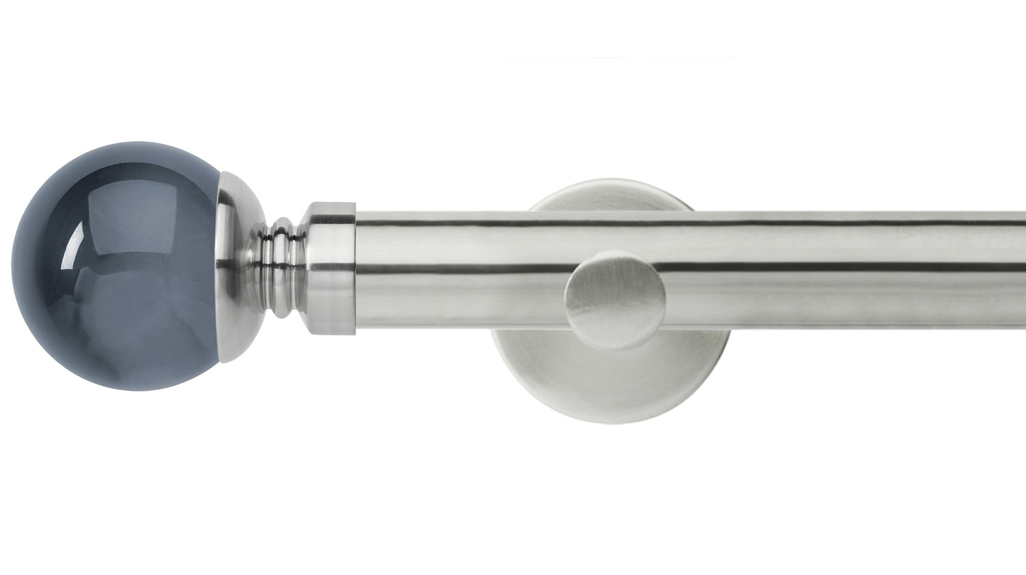 Rolls Neo Smoke Grey Ball 35mm Metal Curtain Pole - Fendow