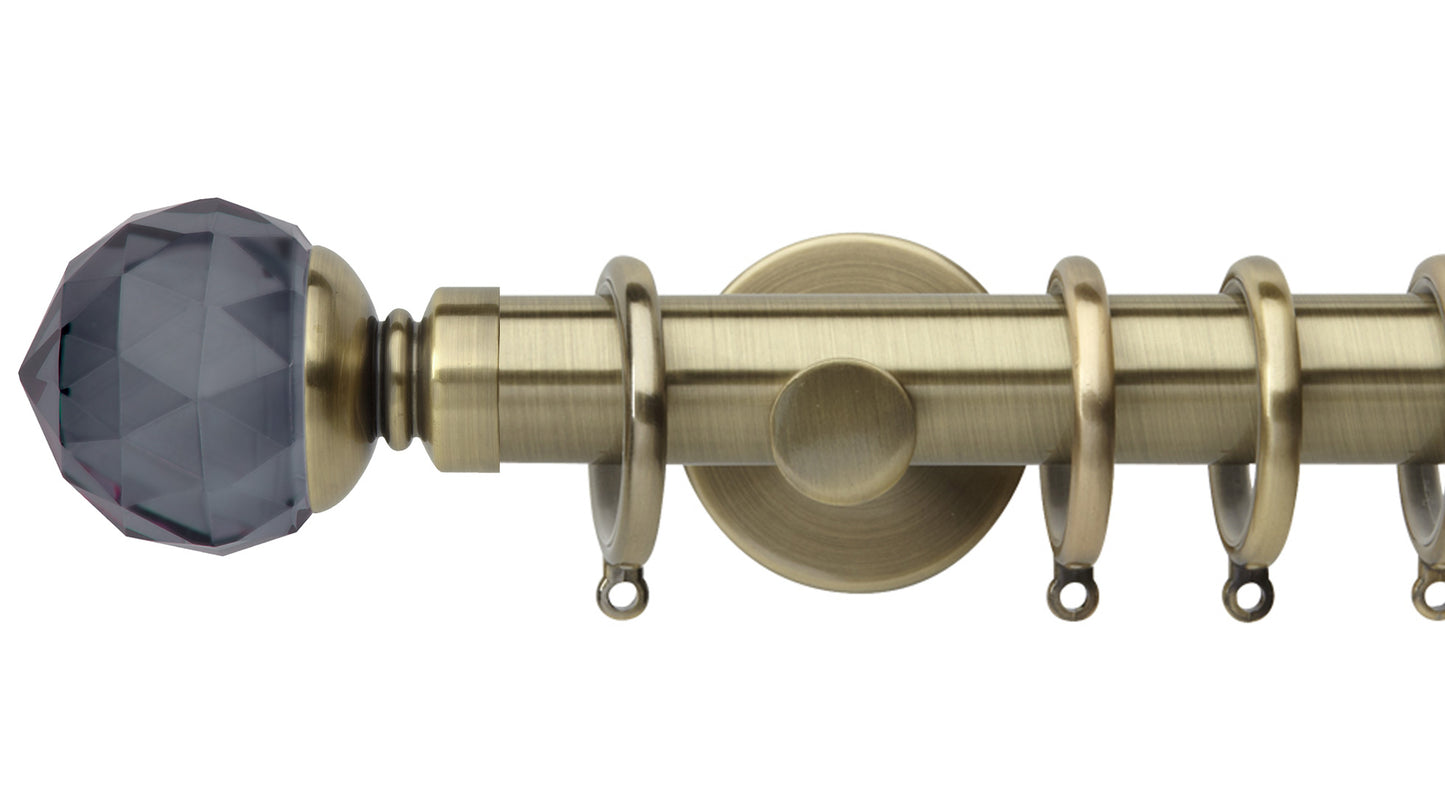 Rolls Neo Smoke Grey Faceted Ball 35mm Metal Curtain Pole - Fendow