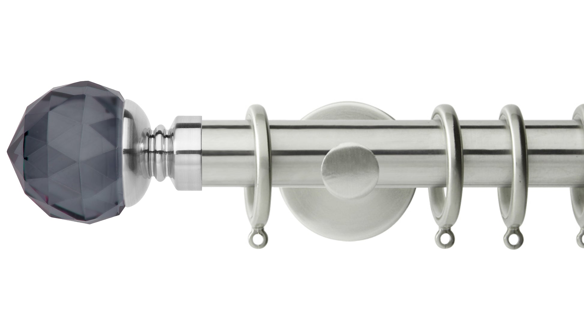 Rolls Neo Smoke Grey Faceted Ball 35mm Metal Curtain Pole - Fendow