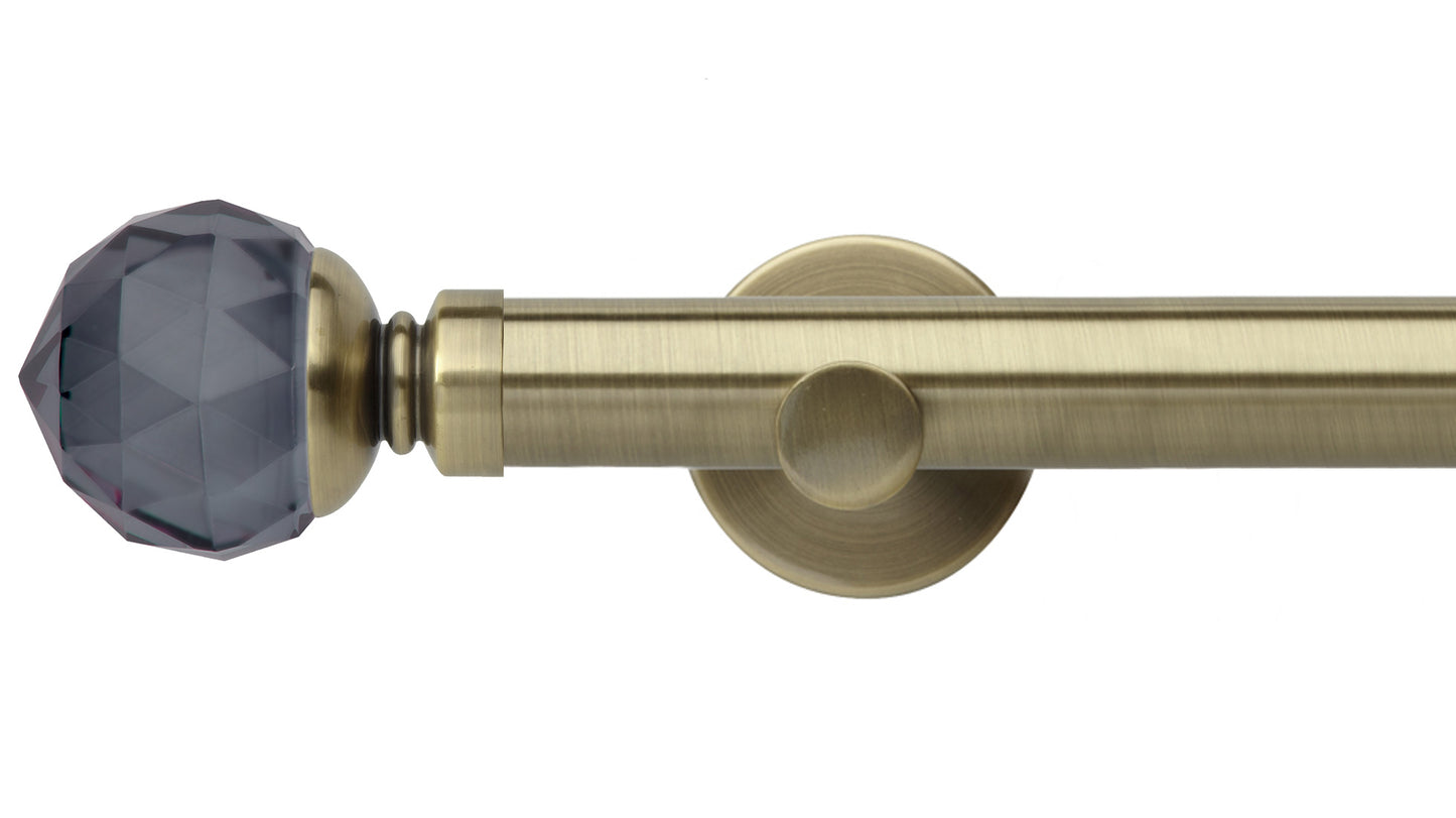 Rolls Neo Smoke Grey Faceted Ball 35mm Metal Curtain Pole - Fendow