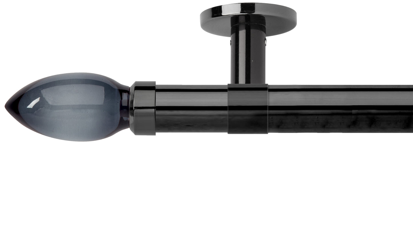 Rolls Neo Smoke Grey Teardrop 35mm Metal Curtain Pole - Fendow