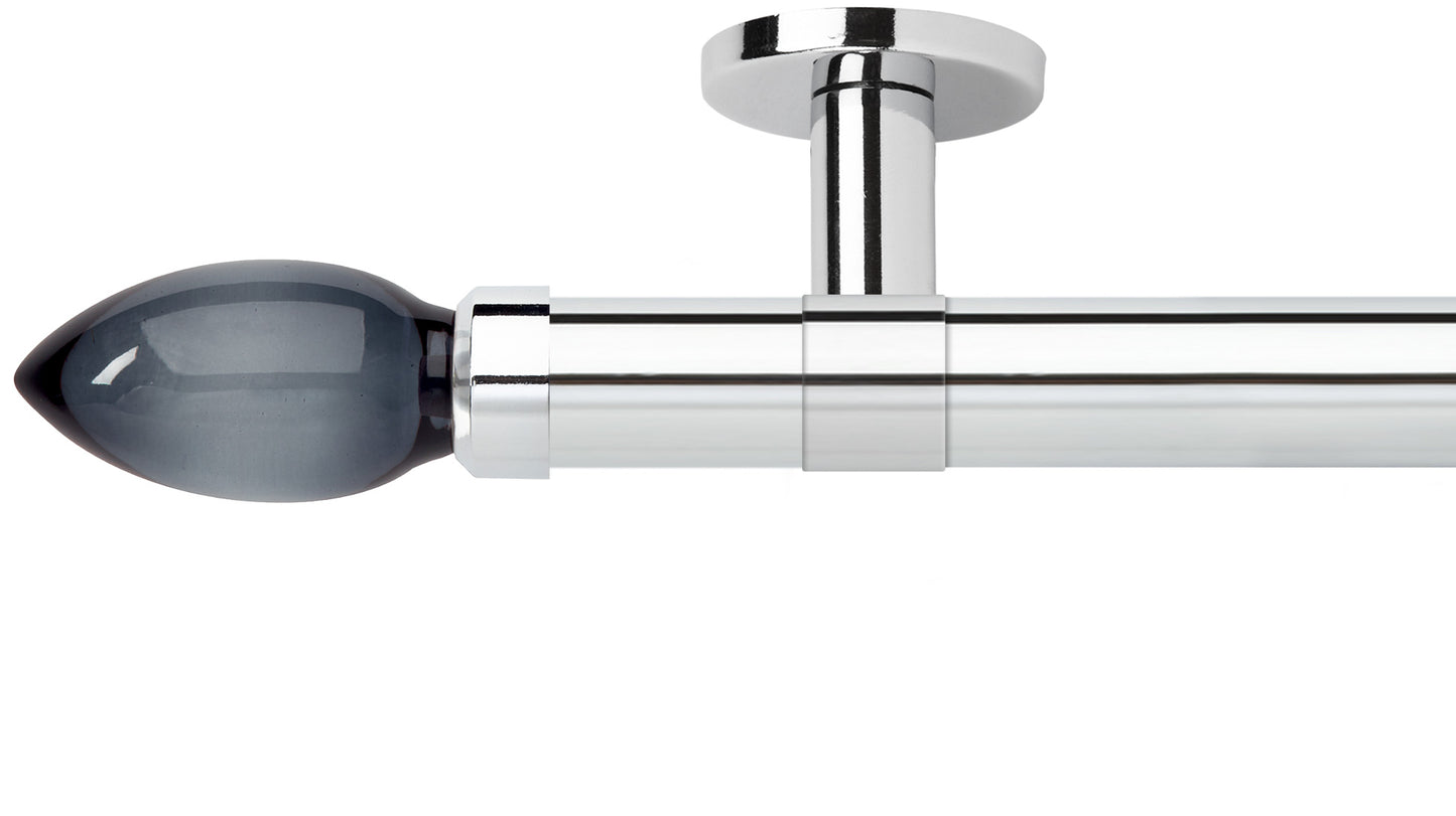 Rolls Neo Smoke Grey Teardrop 35mm Metal Curtain Pole - Fendow