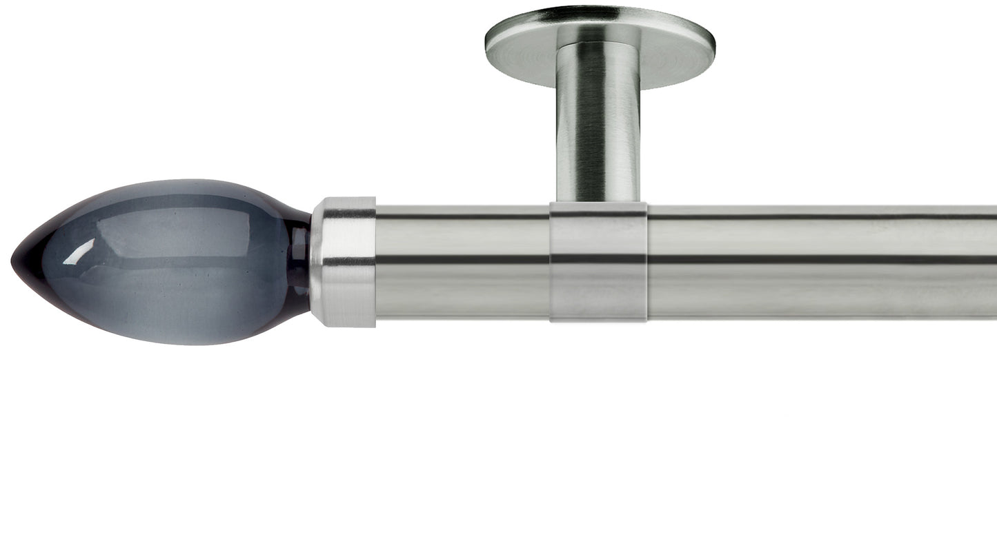 Rolls Neo Smoke Grey Teardrop 35mm Metal Curtain Pole - Fendow