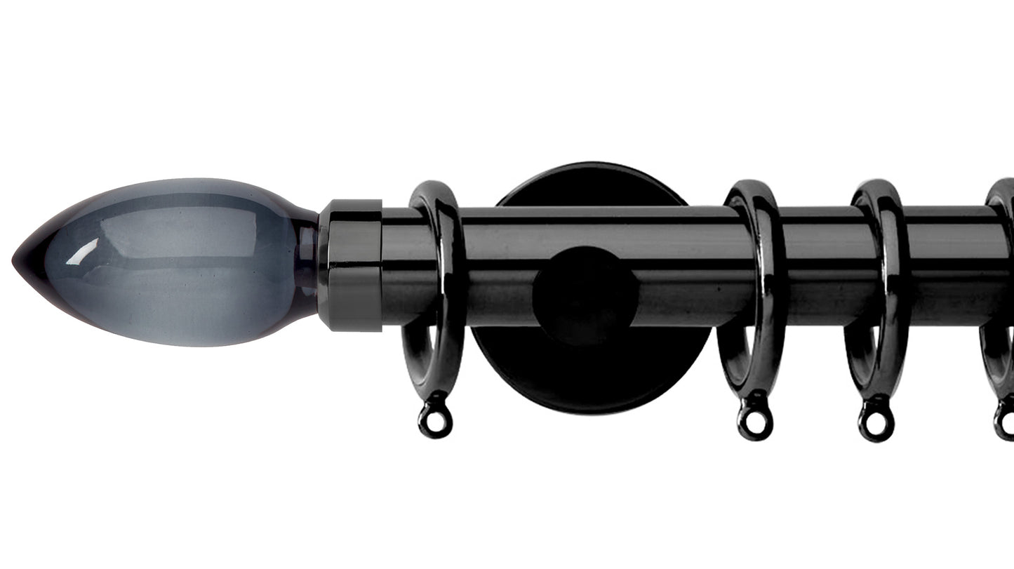 Rolls Neo Smoke Grey Teardrop 35mm Metal Curtain Pole - Fendow