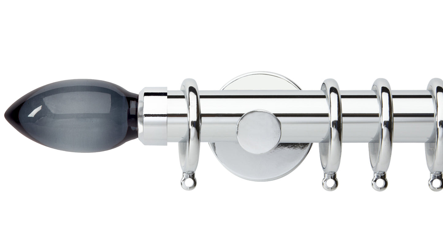 Rolls Neo Smoke Grey Teardrop 35mm Metal Curtain Pole - Fendow