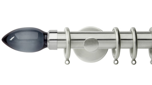 Rolls Neo Smoke Grey Teardrop 35mm Metal Curtain Pole - Fendow