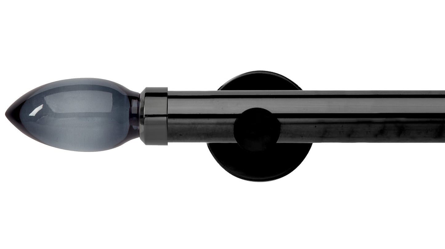 Rolls Neo Smoke Grey Teardrop 35mm Metal Curtain Pole - Fendow