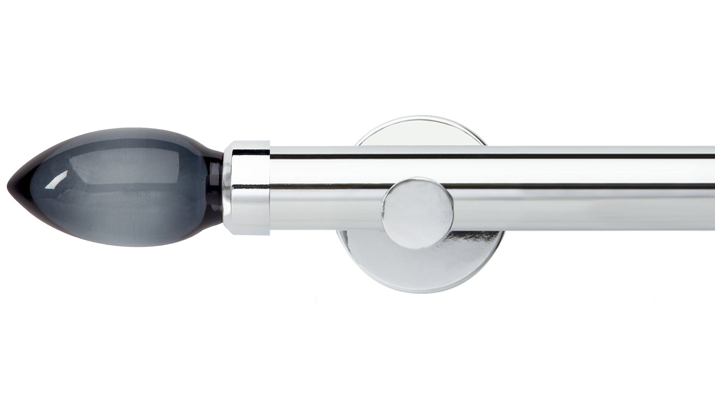 Rolls Neo Smoke Grey Teardrop 35mm Metal Curtain Pole - Fendow