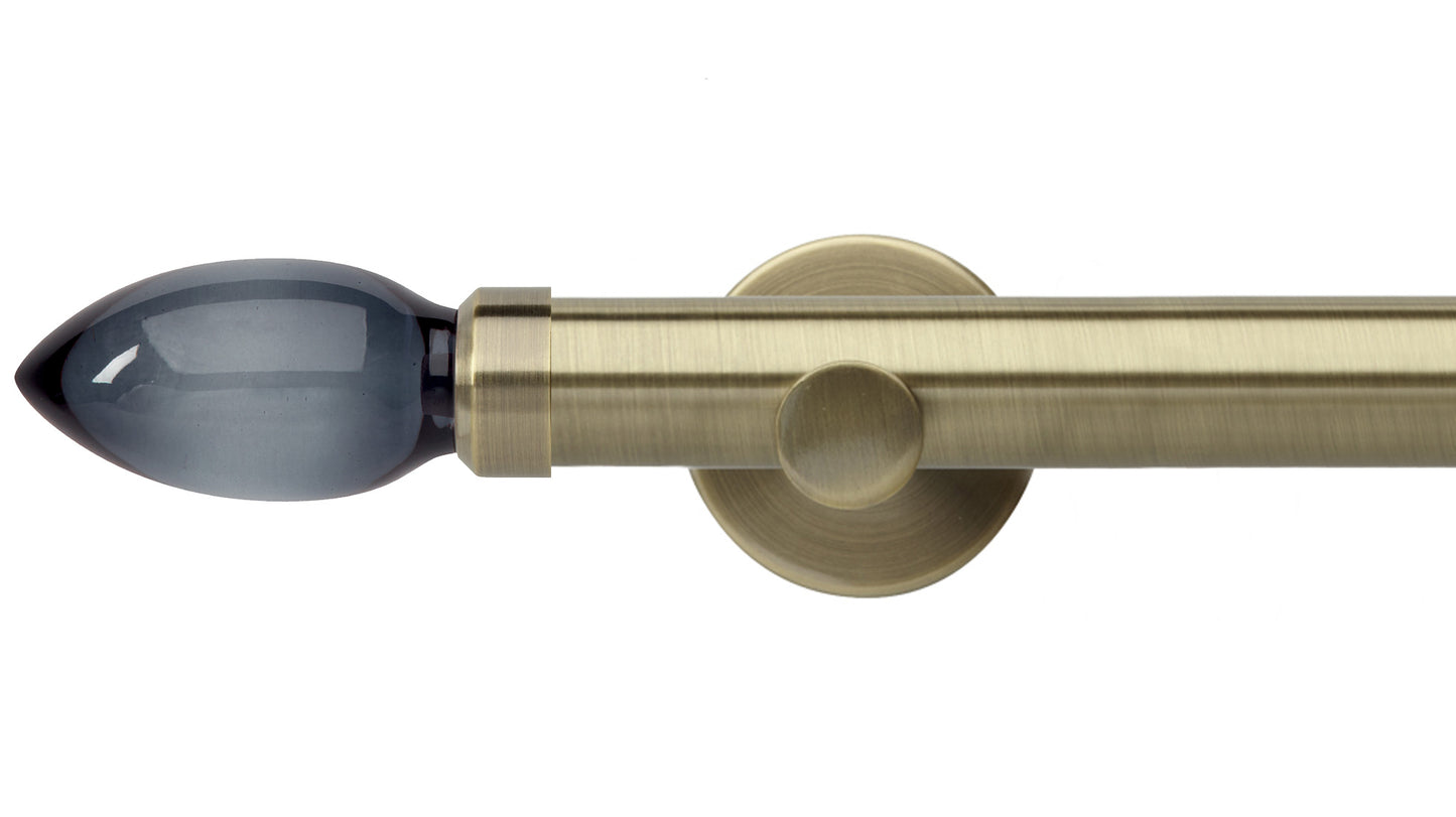 Rolls Neo Smoke Grey Teardrop 35mm Metal Curtain Pole - Fendow