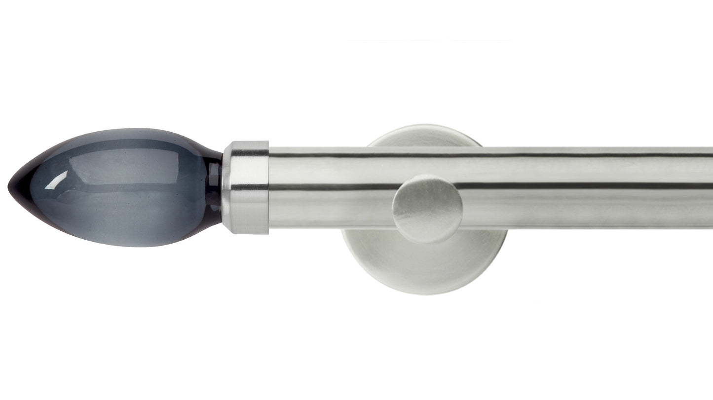 Rolls Neo Smoke Grey Teardrop 35mm Metal Curtain Pole - Fendow