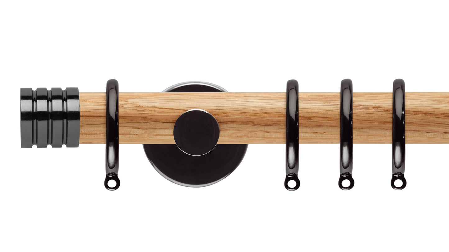 Rolls Neo Stud 35mm Wooden Curtain Pole - Fendow