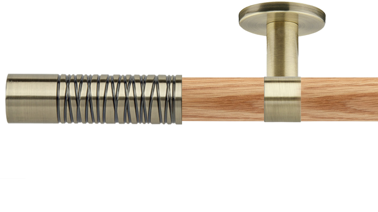 Rolls Neo Wired Barrel 35mm Wooden Curtain Pole - Fendow