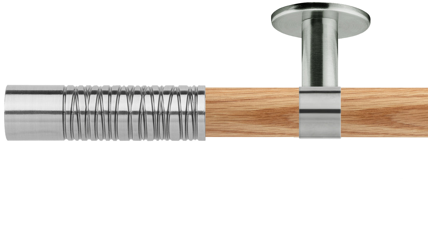 Rolls Neo Wired Barrel 35mm Wooden Curtain Pole - Fendow