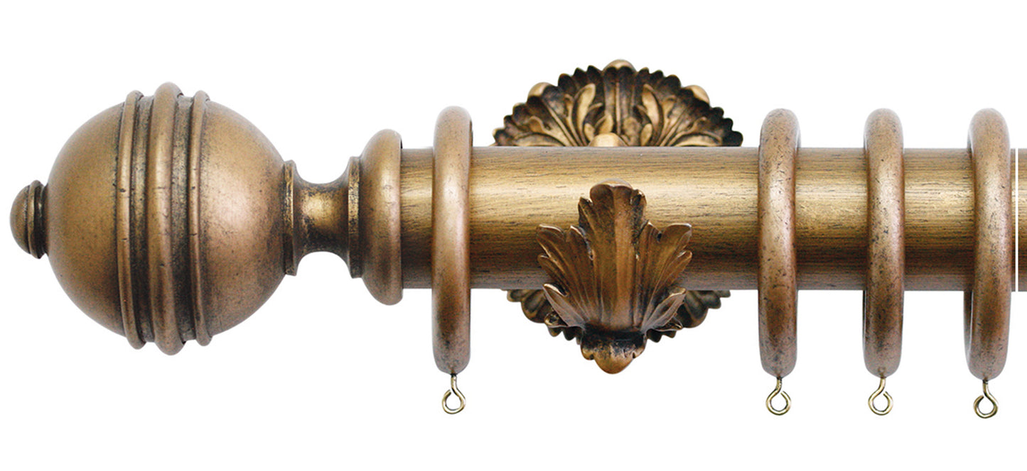 Jones Florentine Ribbed Ball 50mm Wooden Curtain Pole - Fendow