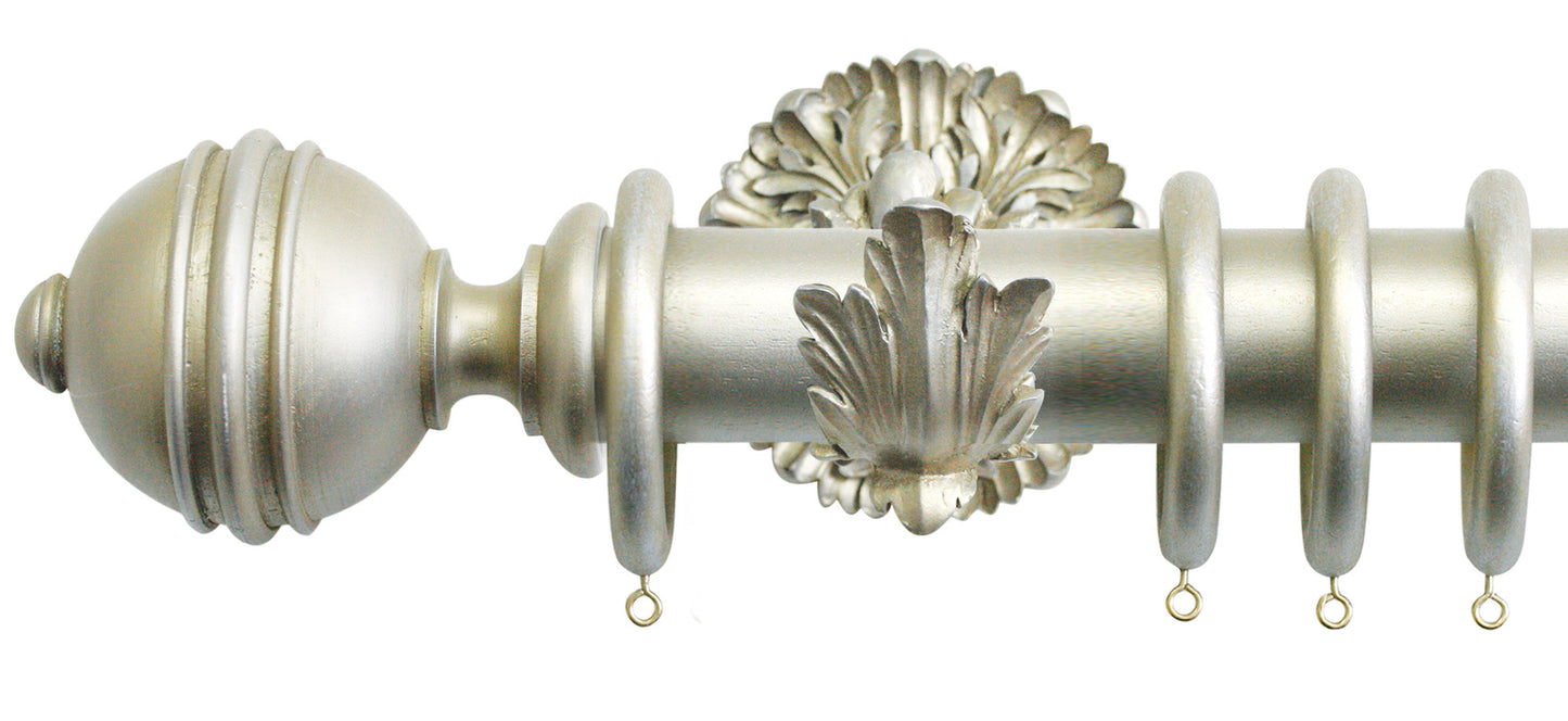 Jones Florentine Ribbed Ball 50mm Wooden Curtain Pole - Fendow