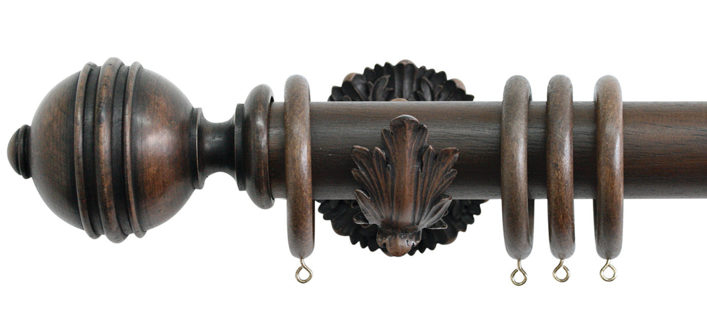 Jones Florentine Ribbed Ball 50mm Wooden Curtain Pole - Fendow