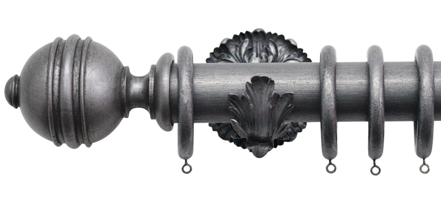 Jones Florentine Ribbed Ball 50mm Wooden Curtain Pole - Fendow