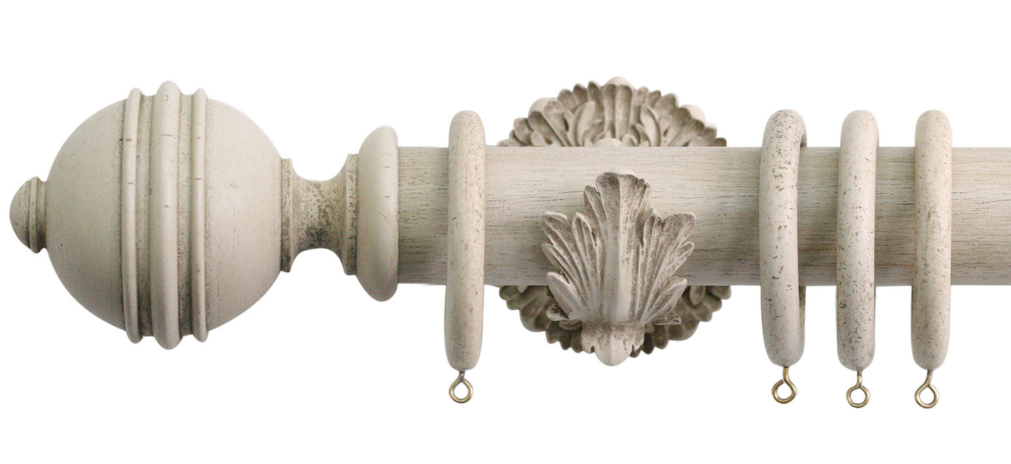 Jones Florentine Ribbed Ball 50mm Wooden Curtain Pole - Fendow