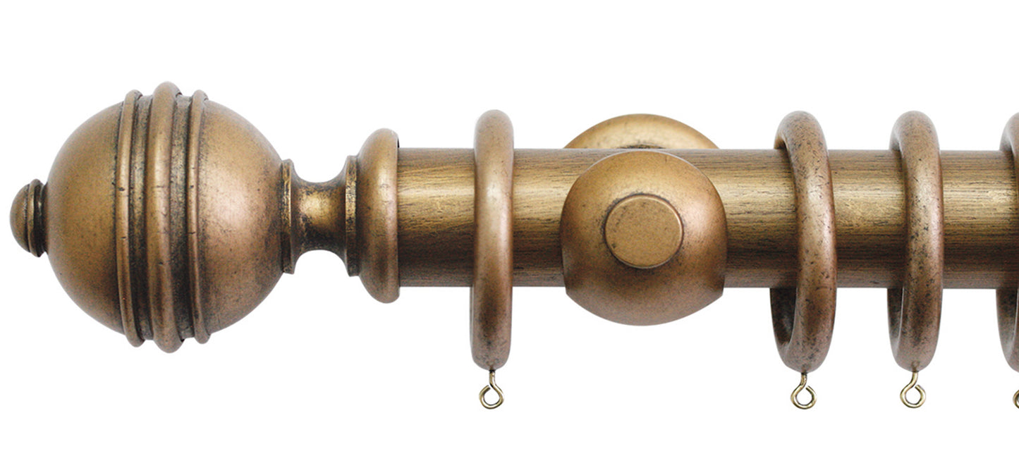 Jones Florentine Ribbed Ball 50mm Wooden Curtain Pole - Fendow