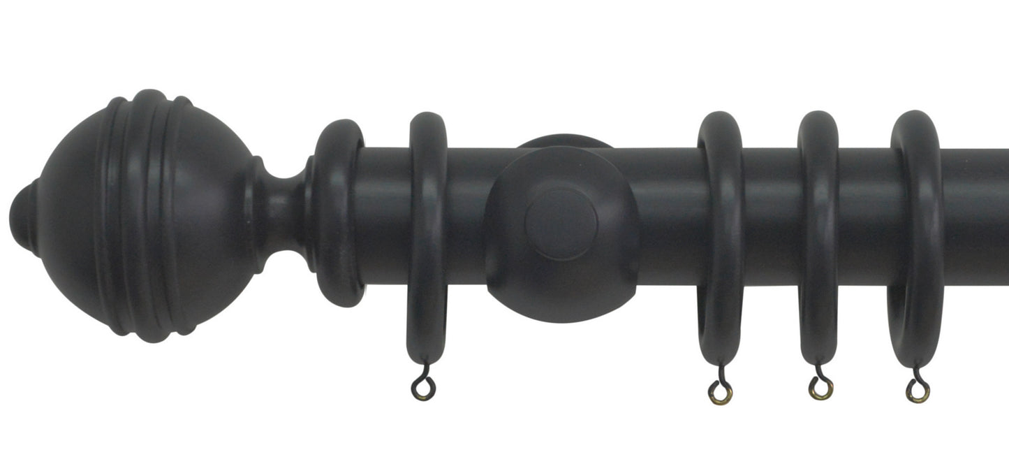 Jones Estate Ribbed Ball 50mm Wooden Curtain Pole - Fendow