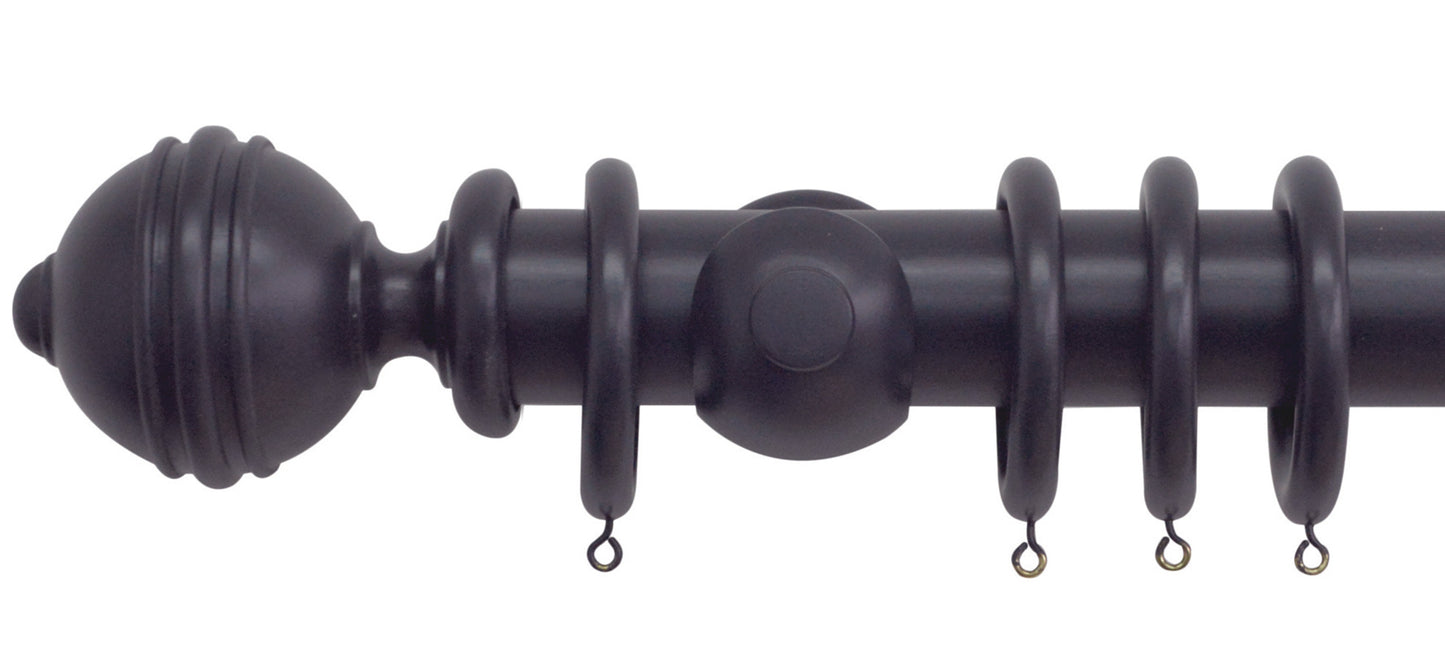 Jones Estate Ribbed Ball 50mm Wooden Curtain Pole - Fendow