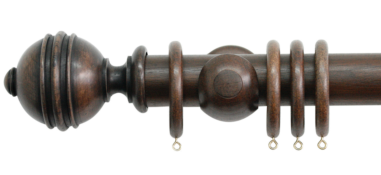 Jones Florentine Ribbed Ball 50mm Wooden Curtain Pole - Fendow