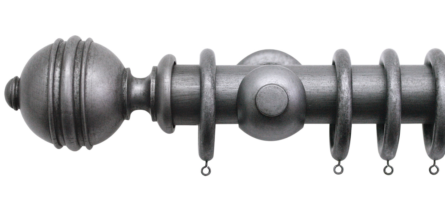 Jones Florentine Ribbed Ball 50mm Wooden Curtain Pole - Fendow