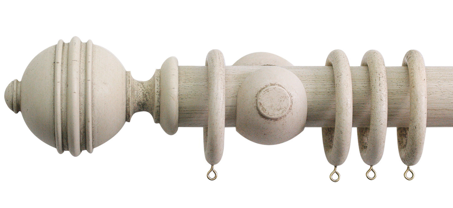 Jones Florentine Ribbed Ball 50mm Wooden Curtain Pole - Fendow