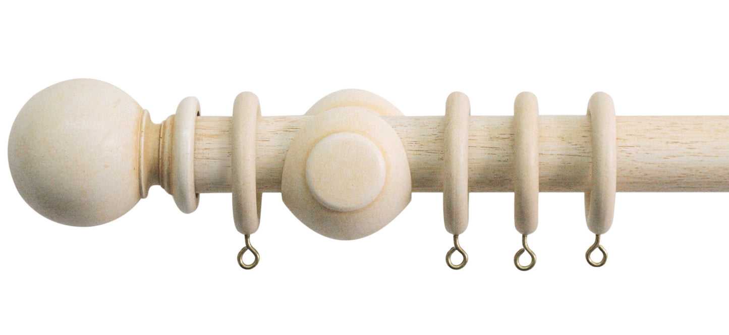 Jones Cathedral Plain Ball 30mm Wooden Curtain Pole - Fendow