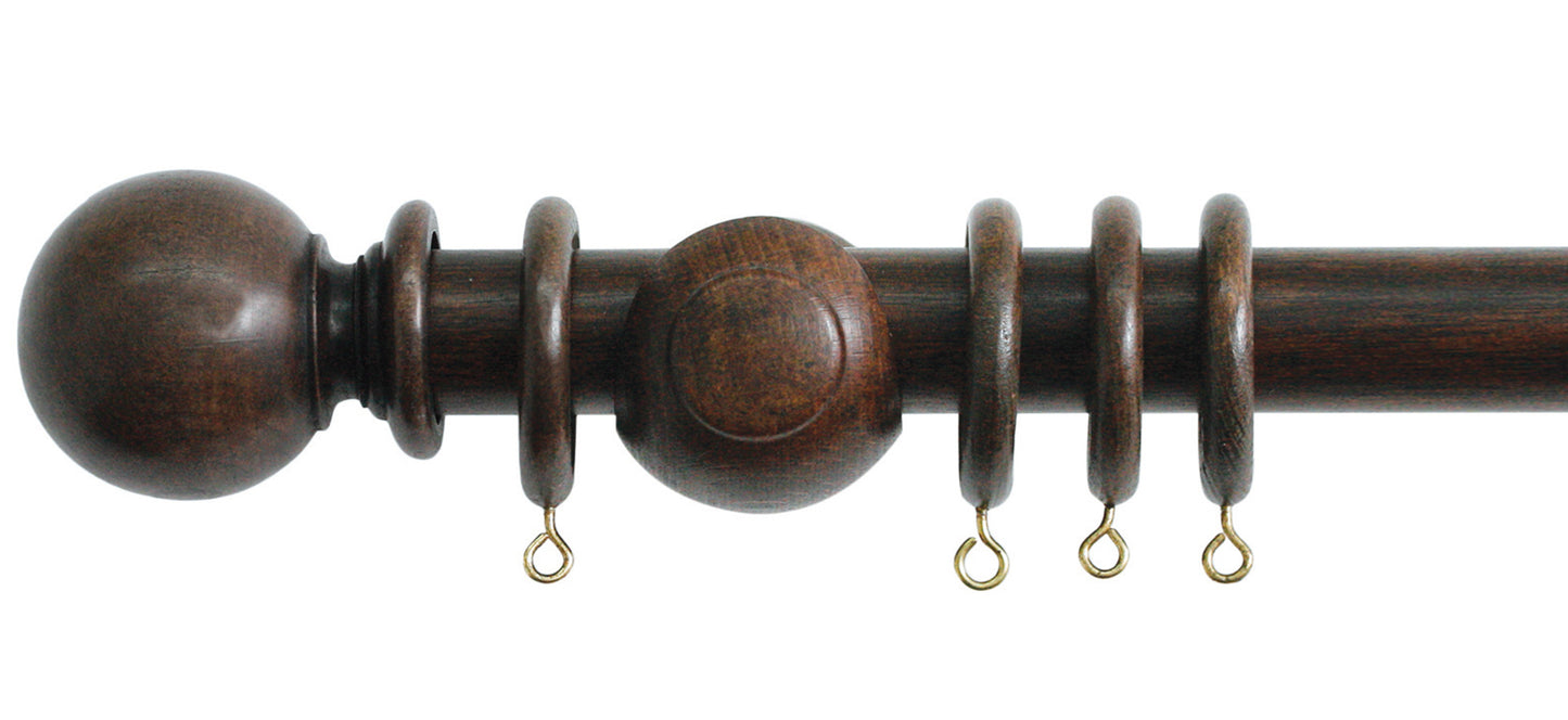 Jones Cathedral Plain Ball 30mm Wooden Curtain Pole - Fendow