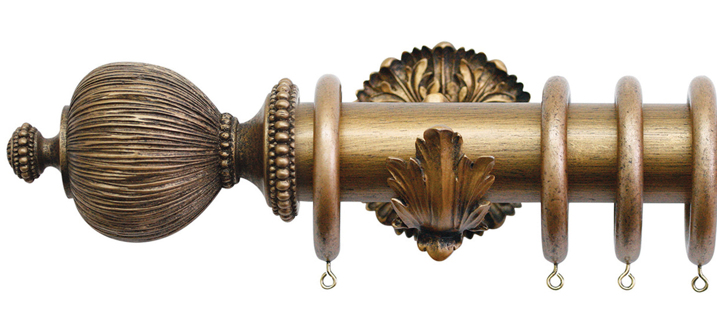 Jones Florentine Pleated 50mm Wooden Curtain Pole - Fendow