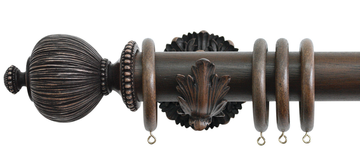 Jones Florentine Pleated 50mm Wooden Curtain Pole - Fendow