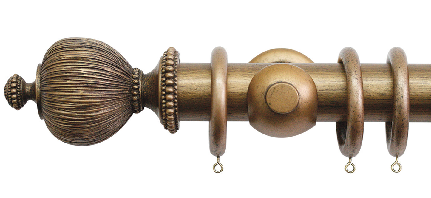 Jones Florentine Pleated 50mm Wooden Curtain Pole - Fendow