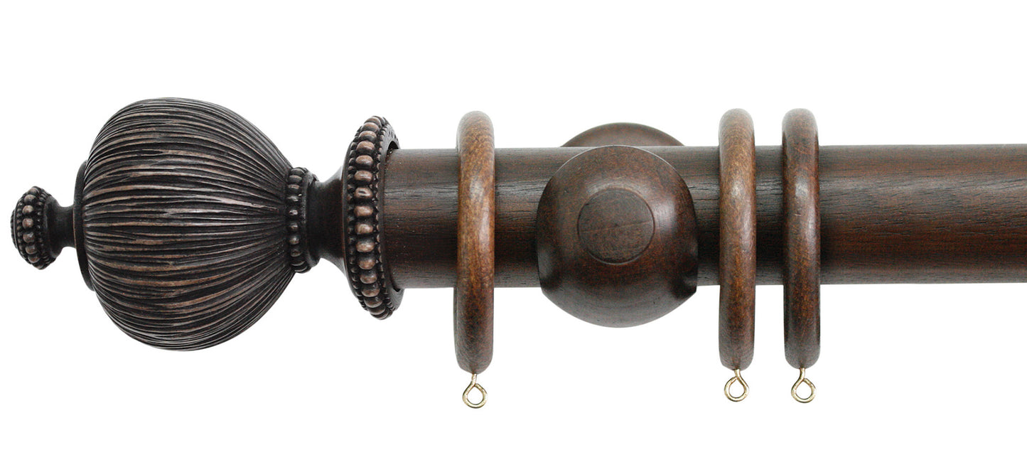 Jones Florentine Pleated 50mm Wooden Curtain Pole - Fendow